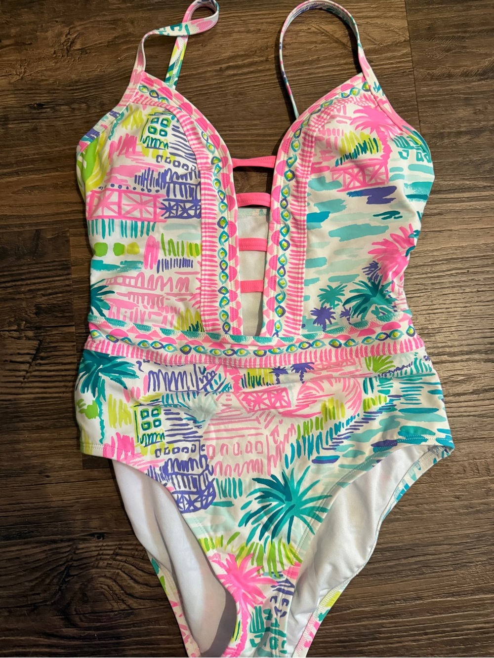 Lilly Pulitzer Nolet One Piece Swimsuit Multi Private Island Engineered SIZE 2 - Picture 3 of 5